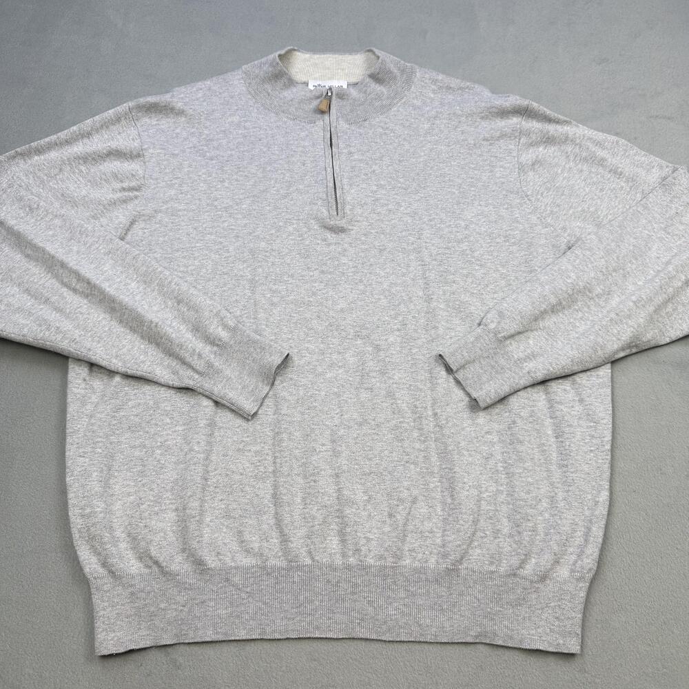 Peter Millar Sweater Mens XL Gray Quarter Zip Mock Neck Lightweight Pullover